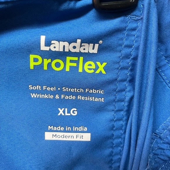 Landau Scrub Blue Pants with Green Drawstring - Picture 4 of 5